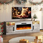 Soporte para TV de 70" con chimenea eléctrica de 36" y luces LED de 16 colores