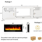 Soporte para TV de 70" con chimenea eléctrica de 36" y luces LED de 16 colores
