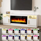 Soporte para TV de 70" con chimenea eléctrica de 36" y luces LED de 16 colores