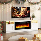 Soporte para TV de 70" con chimenea eléctrica de 36" y luces LED de 16 colores