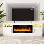 Soporte para TV de 70" con chimenea eléctrica de 36" y luces LED de 16 colores