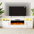 Soporte para TV de 70" con chimenea eléctrica de 36" y luces LED de 16 colores