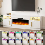 Soporte para TV de 70" con chimenea eléctrica de 36" y luces LED de 16 colores