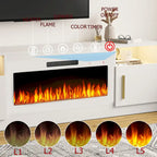 Soporte para TV de 70" con chimenea eléctrica de 36" y luces LED de 16 colores