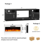 Soporte para TV de 70" con chimenea eléctrica de 36" y luces LED de 16 colores