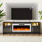 Soporte para TV de 70" con chimenea eléctrica de 36" y luces LED de 16 colores