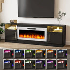Soporte para TV de 70" con chimenea eléctrica de 36" y luces LED de 16 colores