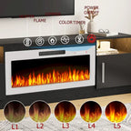 Soporte para TV de 70" con chimenea eléctrica de 36" y luces LED de 16 colores