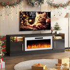 Soporte para TV de 70" con chimenea eléctrica de 36" y luces LED de 16 colores