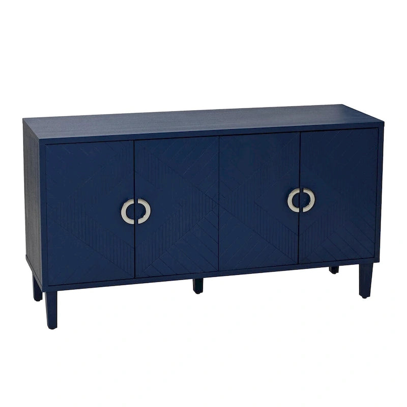 Aparador bufé de 4 puertas con patas de pino – Estante ajustable, superficie de 150 kg
