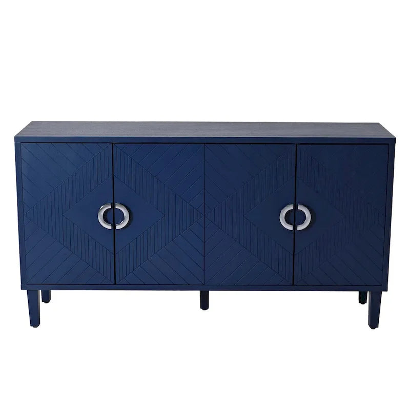 Aparador bufé de 4 puertas con patas de pino – Estante ajustable, superficie de 150 kg