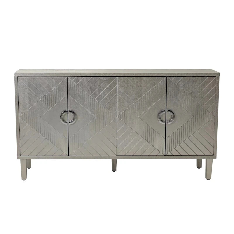 Aparador bufé de 4 puertas con patas de pino – Estante ajustable, superficie de 150 kg