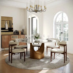 Mesa de comedor redonda moderna – Encimera de piedra sinterizada blanca y pedestal de carbono bronce