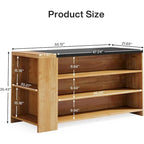 Isla de Cocina de Madera de 55" con Almacenamiento, Mesa de Isla Estacionaria de 5 Niveles con 5 Estantes
